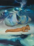 Reclining Man In Psychoscape by James Gleeson, oil on board, sold Nov 2009