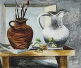 Still Life, Two Jugs by Elaine Haxton, oil on board, offered Nov 2009