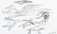 Sunrise by Ken Whisson, 2001, ink on paper, sold Nov 2009