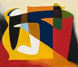 Constructive Forms by Dora Chapman, 1945, oil on paper on board, sold Nov 2009