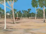 Outback Landscape by Ray Crooke, oil on canvas on board, sold Nov 2009