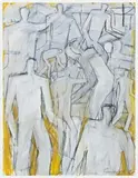 Beach Men by Graham Fransella, 1996, mixed media on paper, sold Nov 2009