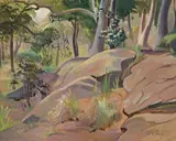 Bush Study by Adelaide Elizabeth Perry, oil on board, sold Nov 2009