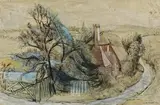 A Farm In Hampshire by Donald Friend, ink and gouache on paper, offered Nov 2009
