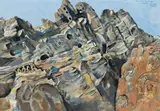 Thebaide Landscape, Lesvos by Donald Friend, mixed media on paper, sold Nov 2009