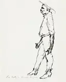 Stockman by Russell Drysdale, pen and ink on paper, sold Nov 2009