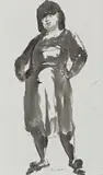 No Wood, No Dinner by Russell Drysdale, pen and ink wash on paper, sold Nov 2009