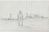Study For Caretaker And His Daughter, Whipple Creek Bore by Russell Drysdale, pencil on paper, sold Nov 2009