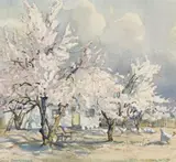 Blossoms by Gwen Barringer, watercolour and pencil on paper, sold Nov 2009