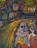 Surfers Paradise by John Molvig, oil on composition board, sold Nov 2009