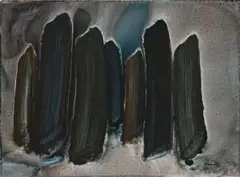 Cypresses by Stanislav Rapotec, oil on composition board, offered Nov 2009