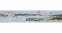 Panoramic View Of Sydney Harbour, Across Cremorne by Arthur Streeton, 1896, oil on wood panel, sold Aug 2011