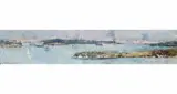 Panoramic View Of Sydney Harbour, Across Cremorne by Arthur Streeton, 1896, oil on wood panel, sold Aug 2011