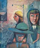 Schoolgirls With Tram Tracks by Charles Blackman, c.1952, oil on cardboard, sold Aug 2011