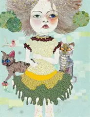 Keeper Of The Polka-Dotts by Del Kathryn Barton, 2004, synthetic polymer paint, watercolour and ink on canvas, sold Aug 2011