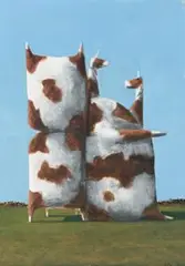 Cow Stack by John Kelly, 1994, watercolour, gouache and chalk on paper, sold Aug 2011