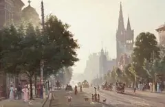 Collins Street by Robert E. Taylor-Ghee, 1904, oil on canvas, sold Aug 2011