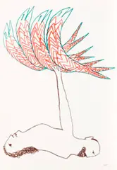 Untitled, Robert Lowell Poem V by Sidney Nolan, 1967, crayon on paper, sold Aug 2011