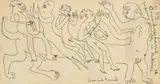 Aneadaschund Performing Privately In Mikonos by Donald Friend, pen and ink on paper, offered Aug 2011