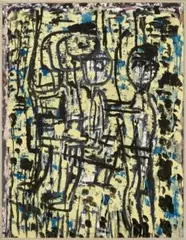 Figure Group Iv by Ian Fairweather, 1970, synthetic polymer paint and gouache on card on board, sold Apr 2010