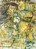People Who Live In The You Beaut Country by John Olsen, c.1960, gouache, pastel and charcoal on paper, sold Apr 2010