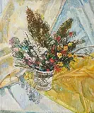 Wildflowers In A Glass by Grace Cossington Smith, c.1943, oil on pulpboard, sold Apr 2010