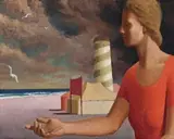 Feeding The Seagulls by Jeffrey Smart, 1955, oil on canvas on board, offered Apr 2010