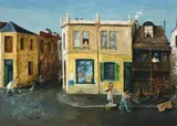 Street Scene Paddington by Sali Herman, 1952, oil on canvas, sold Apr 2010