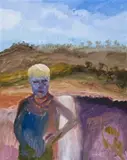 Arthur Boyd At Fitzroy Falls by Sidney Nolan, 1988, oil on canvas, sold Apr 2010
