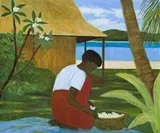 Islander Woman With Frangipani Flowers by Ray Crooke, oil on canvas, sold Apr 2010