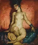 The Glance by Norman Lindsay, oil on canvas, sold Apr 2010