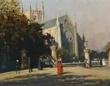 Rose Lindsay At St Mary’S Cathedral, Sydney by Julian Ashton, 1902, oil on canvas, sold Apr 2010