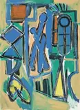 Three Figures by Dick Watkins, 1984, oil on canvas, sold Apr 2010