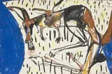 (Kangaroos) by John Olsen, pastel, charcoal and gouache on paper on card, sold Apr 2010