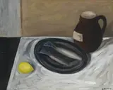 Fish On A Black Plate by James Cant, 1951, oil on canvas, offered Apr 2010
