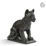 Jeune panthère (à robe ocellée) dite parfois Jeune ocelot, le modèle créé en [1934], une des 7 by Paul Jouve, Épreuve en bronze à patine brune, sold Dec 2023