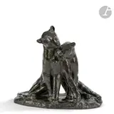 La Caresse, dit aussi L’Accolade, le modèle conçu vers [1935] by Georges Lucien Guyot, Épreuve en bronze à patine noire, sold Dec 2023
