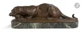 Lionne dévorant une antilope by Georges Gardet, Épreuve en bronze patiné, sold Dec 2023