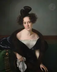 Portrait de femme by Jean Joseph Vaudechamp, Toile d'origine, sold Dec 2023