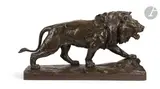 Lion marchant by Paul Thomas, Épreuve en bronze patiné, sold Dec 2023