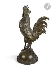Coq gaulois triomphant by Charles Paillet, Épreuve en bronze patiné, sold Dec 2023