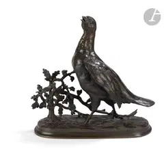 Perdrix by Jules Moigniez, Épreuve en bronze à patine brune, sold Dec 2023