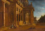 Orientaux présentant des présents à une reine devant son palais by Jacob Balthasar Peeters, Toile, sold Nov 2023