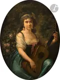 Portrait présumé de Madame Lesage by Jacques-Philippe Caresme, Toile d'origine ovale, sold Nov 2023