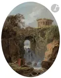 Le temple de VESTA à Tivoli by Hubert Robert, Panneau, sold Nov 2023