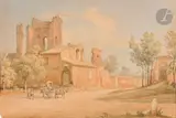 La Vue animée du Trophée de Marius près de la by Jacques Henri Juillerat, Aquarelle sur traits de crayon noir, sold Nov 2023