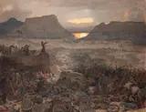 Leonidas et ses trois cents spartiates aux Thermopyles by Émile Signol, 1887, Encre et aquarelle, sold Nov 2023