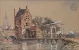 Vue de la ville de Delft by Josephine Fesser Borrhée, 1889, Aquarelle et rehauts de gouache, sold Nov 2023