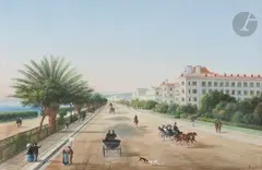 Cannes, La Croisette by Emmanuel Meuris, Gouache, sold Nov 2023