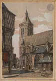 Église Notre-Dame de Bourges by Marcel Bascoulard, 1941, Encre, aquarelle et rehauts de gouache blanche, sold Nov 2023